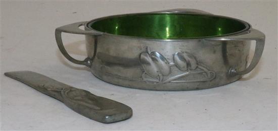 A Liberty & Co pewter butter dish, 5.75in.